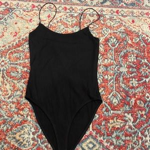 Forever 21 Black Ribbed Tanktop Bodysuit Size Medium